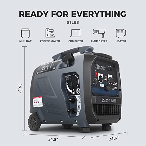 A-ITECH 2300-Watt Dual Fuel RV Ready Portable Inverter Generator Small with Super Quiet Operation for Home or Emergency, EPA & CARB Compliant, AT20-223001