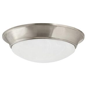 design house 588848-sn tess 13-inch modern integrated led twist disk ceiling light with alabaster glass shade for bathroom entryway living room, satin nickel