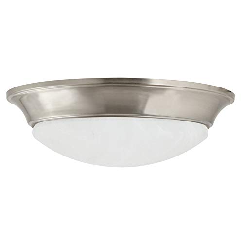 Design House 588848-SN Tess 13-inch Modern Integrated LED Twist Disk Ceiling Light with Alabaster Glass Shade for Bathroom Entryway Living Room, Satin Nickel