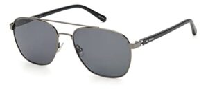 fossil men's male sunglasses style fos 3111/g/s pilot, dark ruthenium/polarized gray, 57mm, 18mm