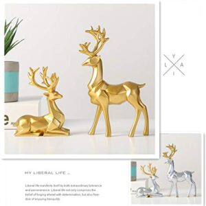 OUTASIGHT Nordic Style Origami Elk, Resin Sitting Standing Deer Statues, Reindeer Figurines, Ornaments Living Room TV Cabinet Wine Cabinet Gifts for Home Decoration (One Pair) (White)