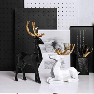 OUTASIGHT Nordic Style Origami Elk, Resin Sitting Standing Deer Statues, Reindeer Figurines, Ornaments Living Room TV Cabinet Wine Cabinet Gifts for Home Decoration (One Pair) (White)