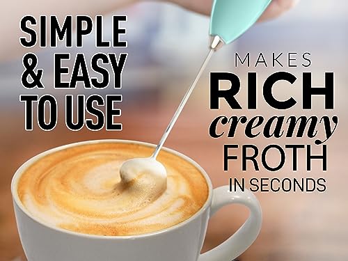 Zulay Powerful Milk Frother Handheld Foam Maker for Lattes - Whisk Drink Mixer for Coffee, Mini Foamer for Cappuccino, Frappe, Matcha, Hot Chocolate by Milk Boss (Fresh Mint)