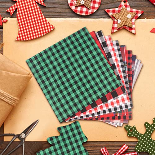 ZYP 20 Pcs Christmas Cotton Fabric Squares, 10 x 10 Inch Christmas Plaid Buffalo Check Fabric Precut Scraps for Christmas DIY Craft Sewing Quilting