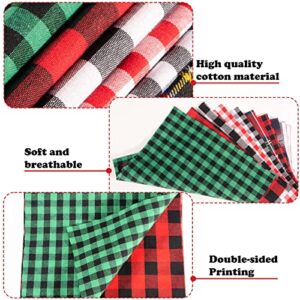 ZYP 20 Pcs Christmas Cotton Fabric Squares, 10 x 10 Inch Christmas Plaid Buffalo Check Fabric Precut Scraps for Christmas DIY Craft Sewing Quilting