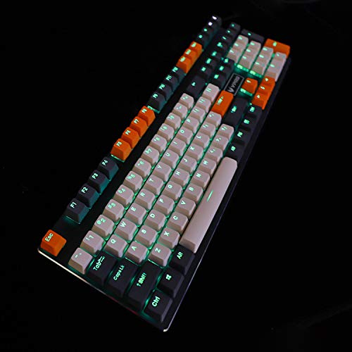 YMDK Double Shot 108 Dyed PBT Shine Through OEM Profile Rainbow Carbon Sunset Keycap for MX Switches Mechanical Keyboard（Only Keycap） (Carbon)