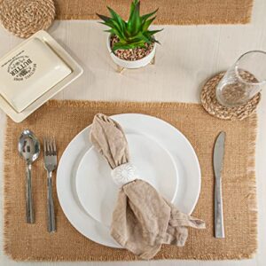chardin home jute burlap placemats, set of 4 festive table mats | 13''x19'' natural jute with gold lurex | perfect for weddings, holidays, birthdays, occasions or everyday