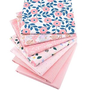 rodaky pink series cotton fabric bundles rural flower stripe sewing crafting material polka dot squares bundle fabric patchwork japanese style cotton scraps for diy handmade quilting 7pcs 25x25cm