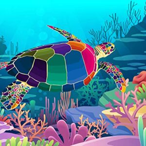 Tookeen Paint by Numbers Kits for Kids - DIY Painting Craft Kits - 20x16 Inch Acrylic Oil Painting Set On Canvas for Childrens & Beginners, Colorful Sea Turtle