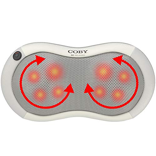 Coby Shiatsu Massage Pillow with Heat | Deep Tissue Kneading Therapeutic Cushion Pad for Back, Neck, Shoulders & Full Body Pain Relief | Rolling Balls & Adjustable Chair Strap for Home, Office & Auto