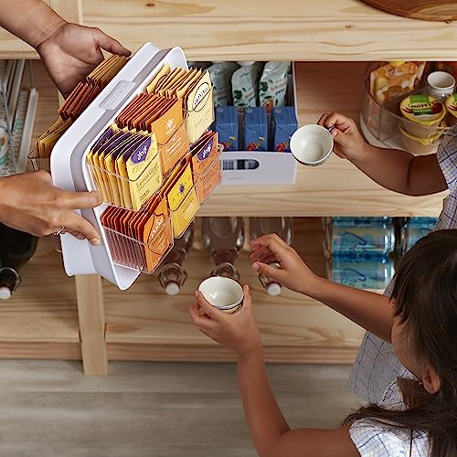 YouCopia TeaStand Tea Bag Organizer with Clear Removable Bins, Cabinet or Pantry Storage Caddy, 120-Bag
