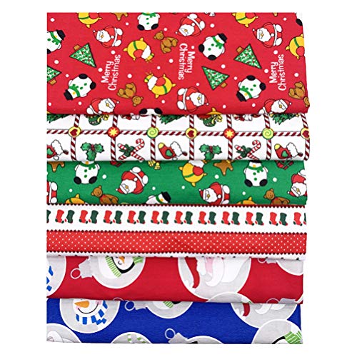 KESYOO Quilted Fabric 6pcs Christmas Cotton Fabric Sheet Patchwork Fabric Scrap Cotton Quilting Fabric Cloth for DIY Sewing Scrapbooking Christmas Dress Crafts 50cm*40cm Quilt Fabric