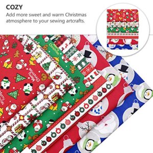 Cabilock Quilted Fabric 6pcs Christmas Cotton Fabric Sheet Patchwork Fabric Scrap Cotton Quilting Fabric Cloth for DIY Sewing Scrapbooking Christmas Dress Crafts 25cm*20cm Fabrics