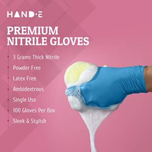 Hand-E Touch Blue Nitrile Disposable Gloves Large 100 Count - Latex Free Medical Exam Gloves, Powder Free Food Safe Cooking Gloves