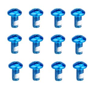 blue 12pcs mountain bike disc brake rotor bolts mtb bicycle m510mm screws stainless steel t25 cycle bicycle brake disc bolts screw - set of 12