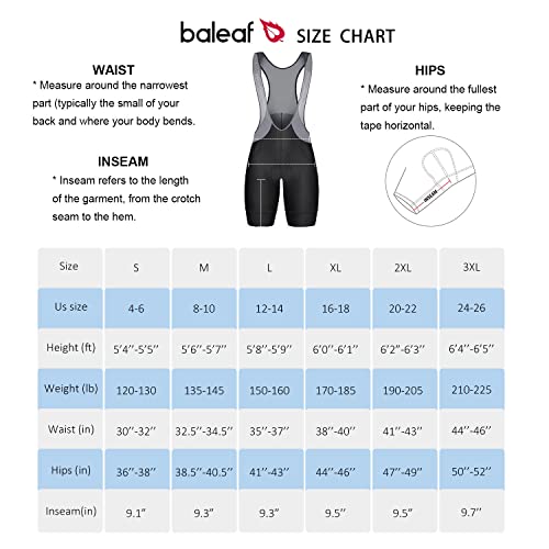 BALEAF Men's Cycling Bib Shorts 4D Padded, Road Bike Cycling Bibs Biking Bicycle Shorts Gel Pockets UPF50+ Black L