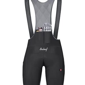 BALEAF Men's Cycling Bib Shorts 4D Padded, Road Bike Cycling Bibs Biking Bicycle Shorts Gel Pockets UPF50+ Black L