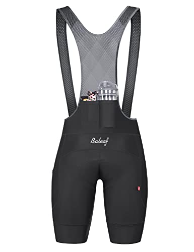 BALEAF Men's Cycling Bib Shorts 4D Padded, Road Bike Cycling Bibs Biking Bicycle Shorts Gel Pockets UPF50+ Black L