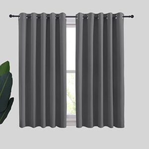 nicetown grey blackout curtain panels for bedroom, thermal insulated grommet top blackout draperies and drapes for basement (2 panels, w70 x l54-inch, grey)