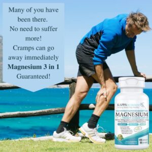 Magnesium, L-Threonate (120 Capsules), 2,253mg Per Serving, Providing 420mg Elemental, Bisglycinate Chelate, Malate, for Brain, Sleep, Stress, Cramps, Headaches, Energy, Heart, from Kappa Nutrition.