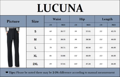 Lucuna Women's Stretchy High Waisted Loose Fit Bootcut Office Work Long Pants with Belt