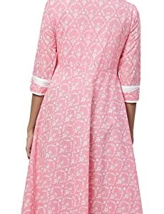 Yash Gallery Women's Cotton Floral Print Anarkali Kurtis (Light Pink)