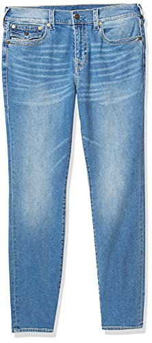 True Religion Men's Rocco Big T Skinny Fit Jean with Back Flap Pockets, Medium Beach Trail, 36W X 34L