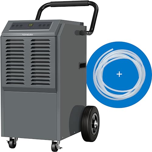 hOmeLabs Commercial Grade Dehumidifier - 160 Pint - Built-In Pump, Drain Hose, Washable Filter - Large Basements, Industrial/Commercial Spaces, Job Sites