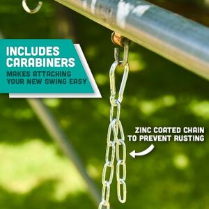 Premium High Back Full Bucket Toddler Swing Seat with Finger Grip, Plastic Coated Chains and Carabiners for Easy Install - Green - Squirrel Products