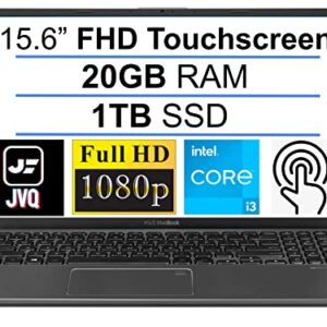 ASUS Newest VivoBook 15.6" FHD Touchscreen Laptop, 11th Gen Intel i3-1115G4 up to 4.1GHz, 20GB DDR4 RAM, 1TB SSD, Fingerprint Reader, Backlit Keyboard, WiFi, HDMI, Windows 10 S, JVQ MP