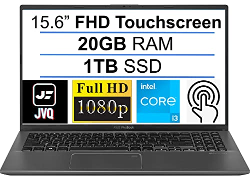 ASUS Newest VivoBook 15.6" FHD Touchscreen Laptop, 11th Gen Intel i3-1115G4 up to 4.1GHz, 20GB DDR4 RAM, 1TB SSD, Fingerprint Reader, Backlit Keyboard, WiFi, HDMI, Windows 10 S, JVQ MP