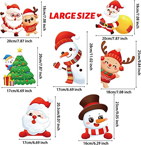 10 Sheets Christmas Window Clings Stickers Snowflake Santa Claus Xmas Decals for Glass Christmas Window Decorations for Party