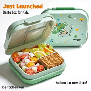 Bentoheaven Premium Bento Box Adult Lunch Box with 2 Compartments (40oz), Cutlery & Set of Chopsticks, Large Dip Container, Cute Black Japanese Bento Box, Rectangle, Microwavable (Outer Space)
