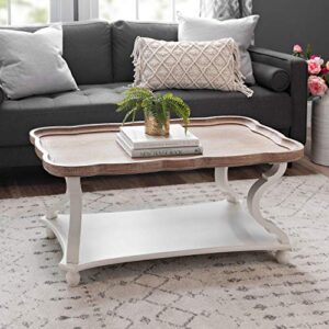 cozayh rustic farmhouse cottagecore coffee table, natural tray top sofa table for family, dinning or living room, small spaces, handcrafted finish, modern