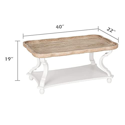 COZAYH Rustic Farmhouse Cottagecore Coffee Table, Natural Tray Top Sofa Table for Family, Dinning or Living Room, Small Spaces, Handcrafted Finish, Modern