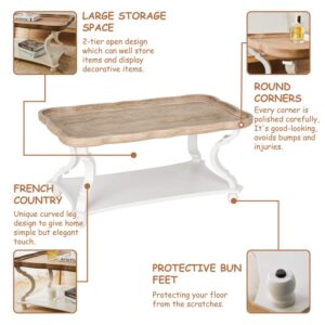 COZAYH Rustic Farmhouse Cottagecore Coffee Table, Natural Tray Top Sofa Table for Family, Dinning or Living Room, Small Spaces, Handcrafted Finish, Modern