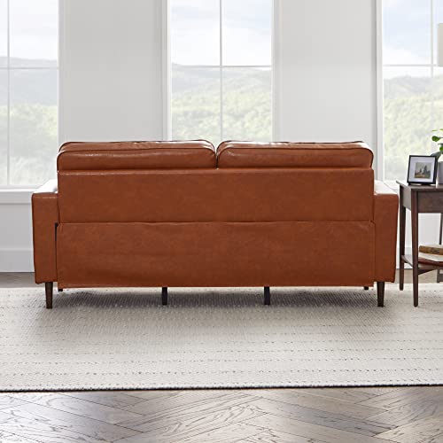 Edenbrook Lynnwood Upholstered Sofa - Couches for Living Room - Camel Faux Leather Couch - Small Couch - Living Room Furniture - Includes Bolster Pillows