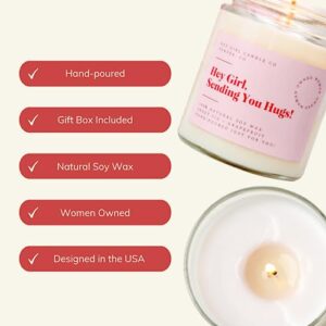 Hug in A Jar Candles Gifts for Women, Thinking of You Gift Candles, Sweet Fig + Grapefruit 10oz Long Lasting Aromatherapy Candle in Glass Jar with Gift Box