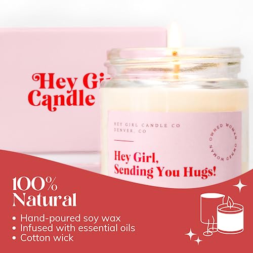 Hug in A Jar Candles Gifts for Women, Thinking of You Gift Candles, Sweet Fig + Grapefruit 10oz Long Lasting Aromatherapy Candle in Glass Jar with Gift Box