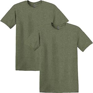 gildan adult softstyle cotton t-shirt, style g64000, multipack, heather military (2-pack), x-large