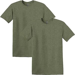 Gildan Adult Softstyle Cotton T-Shirt, Style G64000, Multipack, Heather Military (2-Pack), X-Large