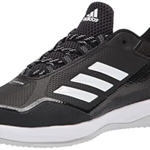 adidas Men's Icon 7 Turf Baseball Shoe, Black/White/Silver Metallic, 12