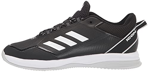 adidas Men's Icon 7 Turf Baseball Shoe, Black/White/Silver Metallic, 12