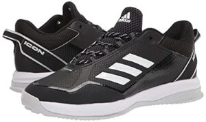 adidas Men's Icon 7 Turf Baseball Shoe, Black/White/Silver Metallic, 12