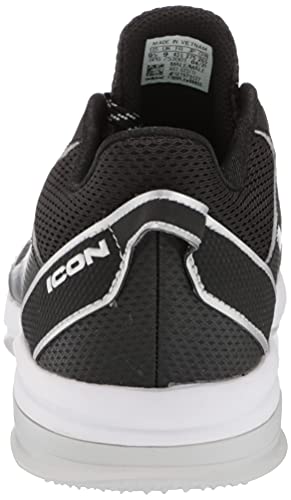 adidas Men's Icon 7 Turf Baseball Shoe, Black/White/Silver Metallic, 12