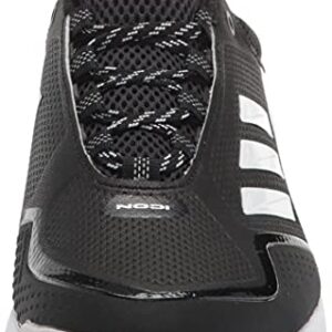 adidas Men's Icon 7 Turf Baseball Shoe, Black/White/Silver Metallic, 12