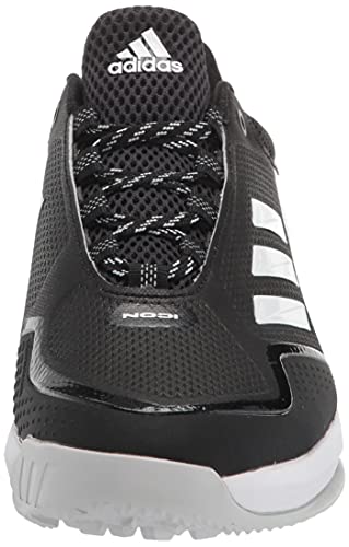 adidas Men's Icon 7 Turf Baseball Shoe, Black/White/Silver Metallic, 12