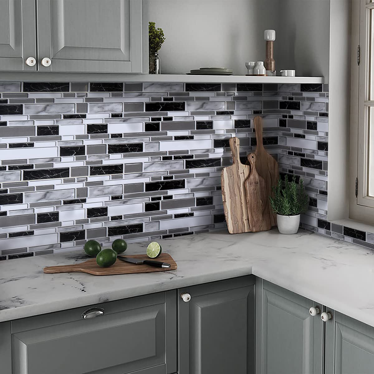 Livebor Peel and Stick Backsplash Wallpaper Kitchen Backsplash Wallpaper 11.8inch x 118.1inch Tile Contact Paper Kitchen Peel and Stick Countertops Waterproof Wallpaper for Bathroom Kitchen Wallpaper