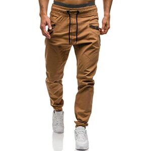 mens fashion athletic joggers pants - sweatpants trousers cotton cargo pants mens long pants khaki