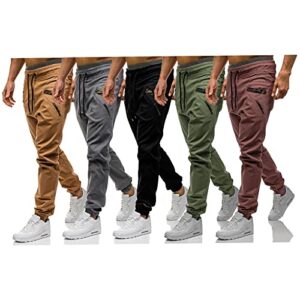 Mens Fashion Athletic Joggers Pants - Sweatpants Trousers Cotton Cargo Pants Mens Long Pants Khaki